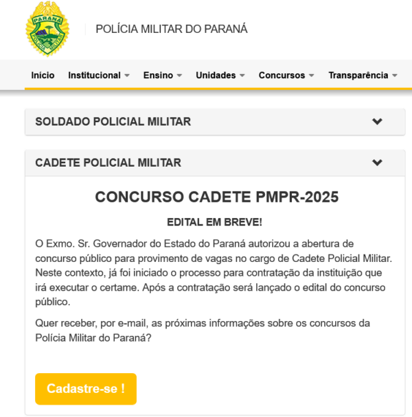 Concurso Pm Pr Novo Edital Para Cadete Autorizado